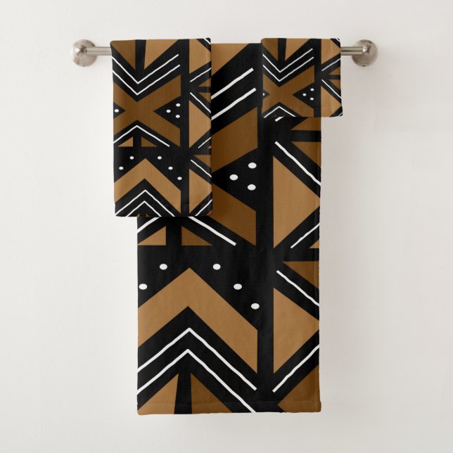 Ensemble de serviettes inspirées du style Bogolan  (En situation)