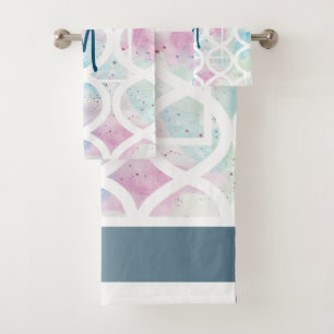 Ensemble de serviettes monogramme d'aquarelle bril