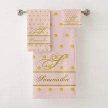 Ensemble de serviettes Monogrammé Pka Or Rose