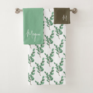 Ensemble de serviettes monogrammées à l'eucalyptus
