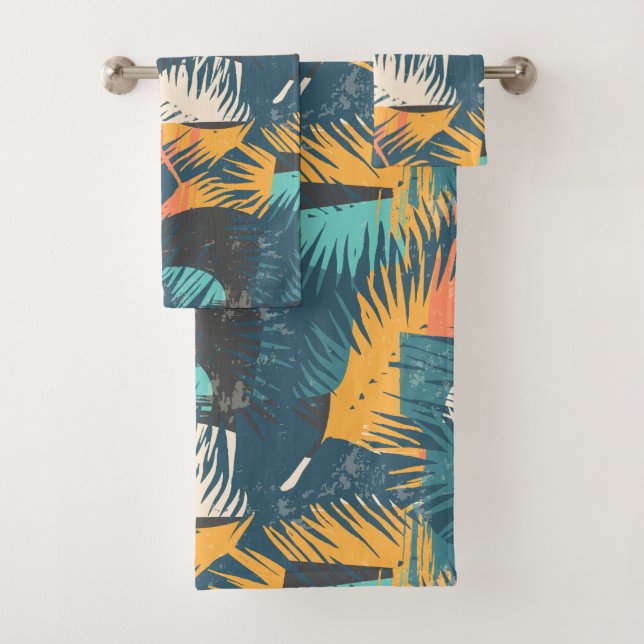 Ensemble de serviettes Motif Abstrait Leaf (En situation)