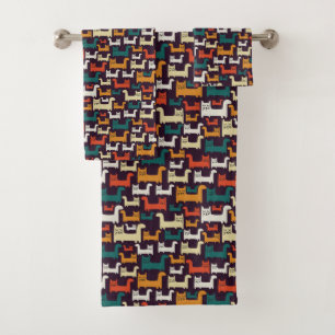 Ensemble de serviettes Motif de chats colorés