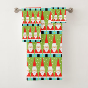 Ensemble de serviettes Père Noël géométrique rétro