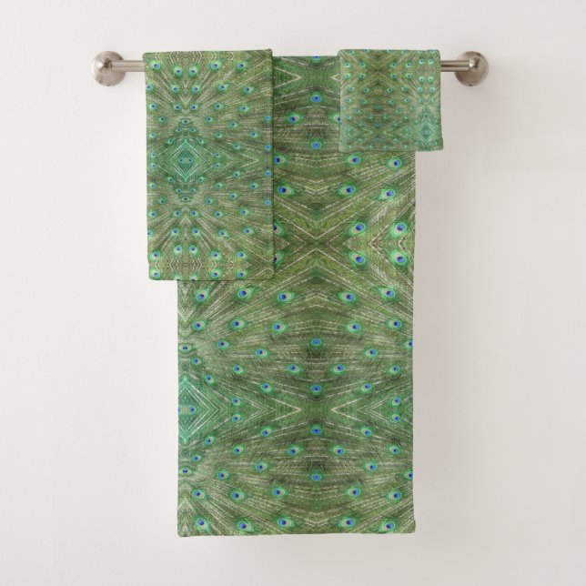 Ensemble de serviettes - Plumes de paon (En situation)