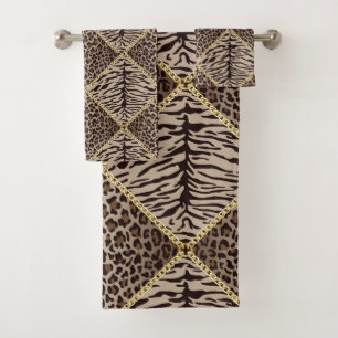 Ensemble de serviettes Posters de animaux Brown