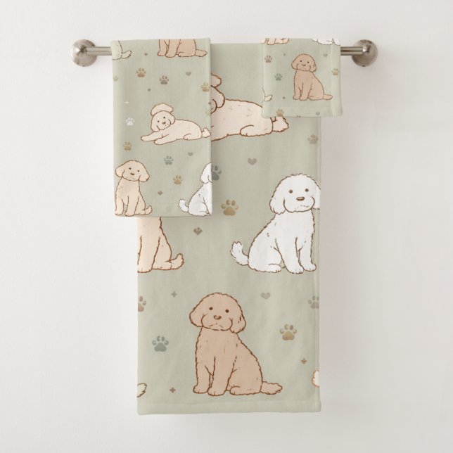 Ensemble de serviettes pour chiots Cockapoo mignon (En situation)