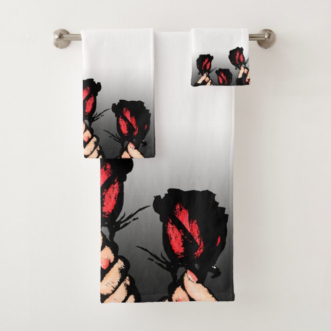 Ensemble de serviettes Red Roses (En situation)