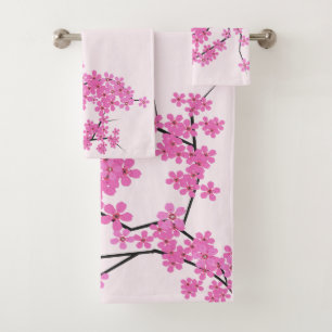 Ensemble de serviettes rose pâle en fleur de ceris