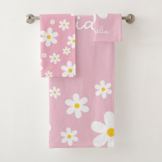 Ensemble de serviettes rose pâle et blanc fleuri