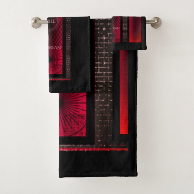 Ensemble de serviettes rouge et noir profond et ch (En situation)
