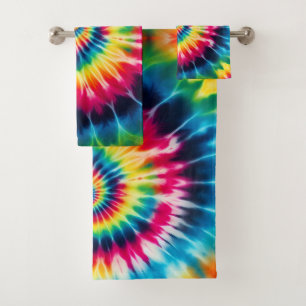 Ensemble de serviettes tie-dye arc-en-ciel psychéd