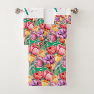 Ensemble de serviettes tulipes couleurs élégantes 