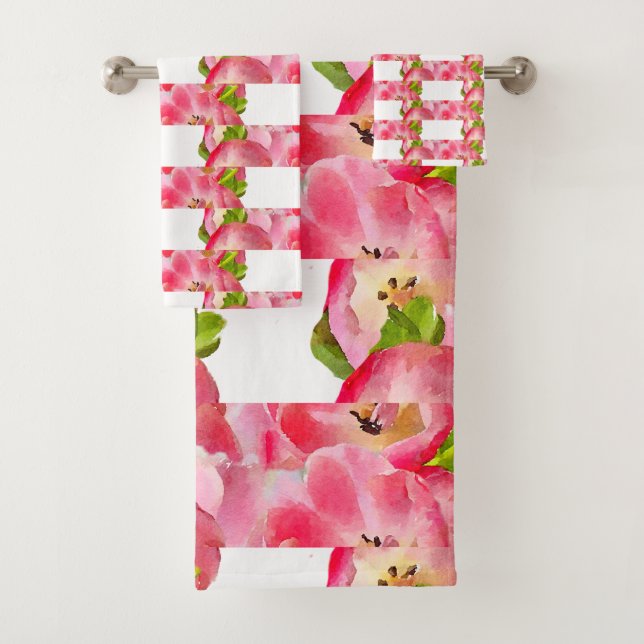 Ensemble de serviettes Tulips Aquarelle Rose (En situation)