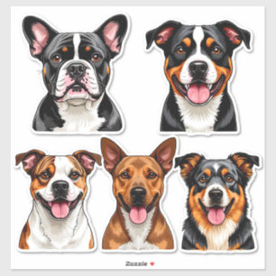 Ensemble de stickers Chiens avec visage détaillé