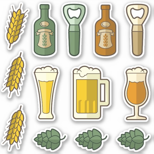 Ensemble de stickers Icônes de bière (Devant)
