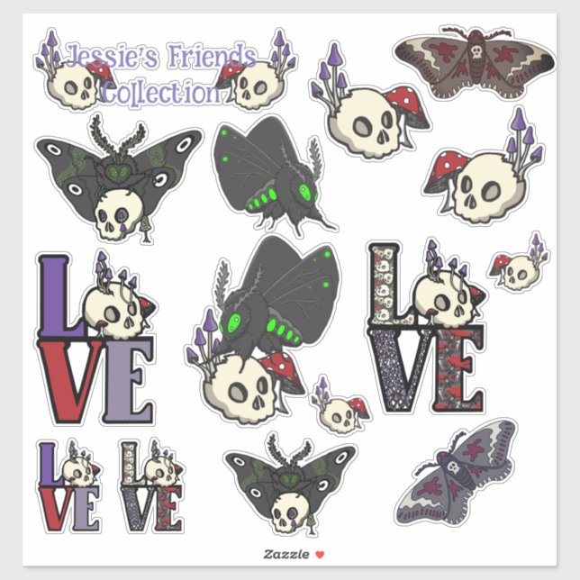 Ensemble de stickers Moths et Skulls des amis de J (Feuille)