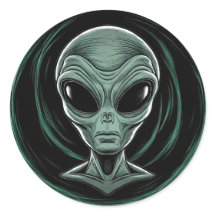 Ensemble de stickers tête Alien gris