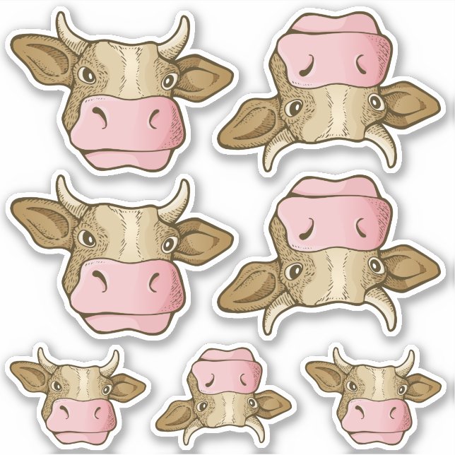 Ensemble de stickers Tête de vache (Devant)