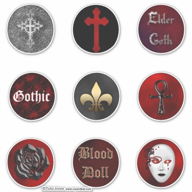 Ensemble de stickers Vampire Gothic Round Collecto (Devant)
