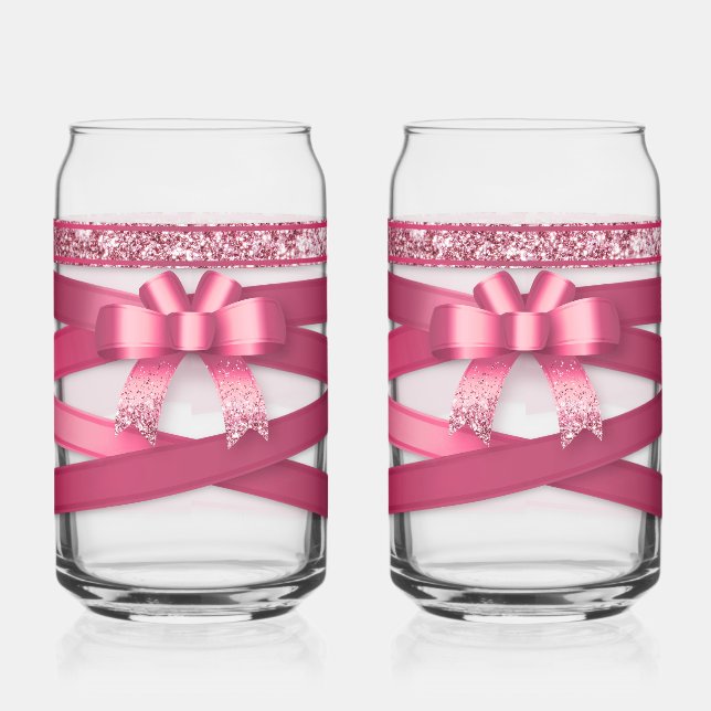 Ensemble de verre à boire Ruban Rose (Gauche)
