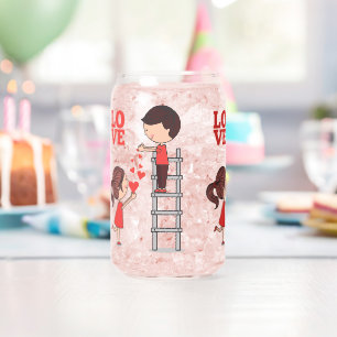 Ensemble de verre couple amour coeurs rouges