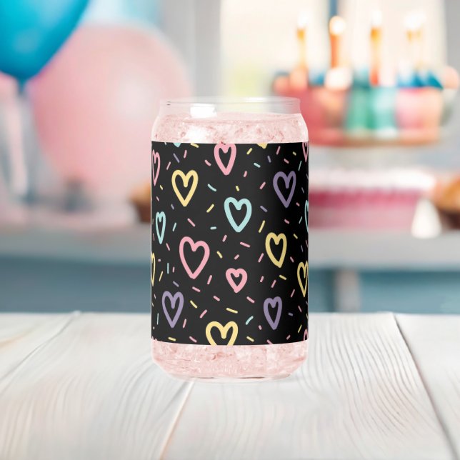 Ensemble de verre Cute Black Colorful Hearts (Insitu (Baby Shower))