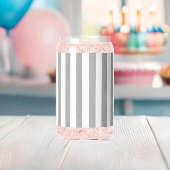 Ensemble de verre gris et blanc rayé (Insitu (Baby Shower))