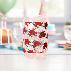 Ensemble de verre Love Red Rose Floral