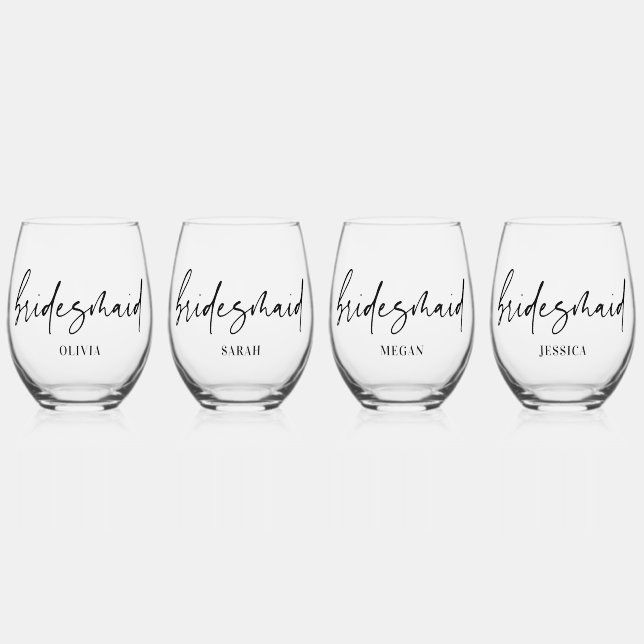 Ensemble de verres à vin personnalisés Bridesmaid (Recto)
