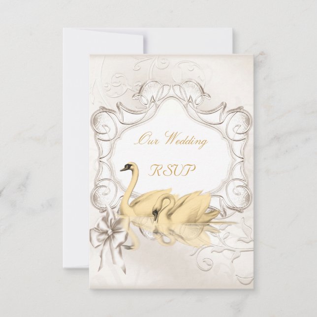 Ensemble élégant de mariage RSVP blanc or crème av (Devant)