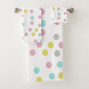 Ensemble en pastel de serviette de Bath de pois