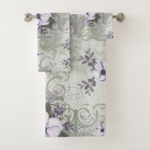 Ensemble floral de serviette de salle de bains de