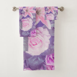 Ensemble floral vintage élégant de serviette de