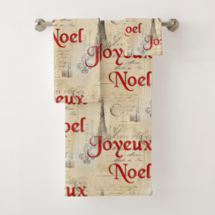 Ensemble français de serviette de Noël de cartes