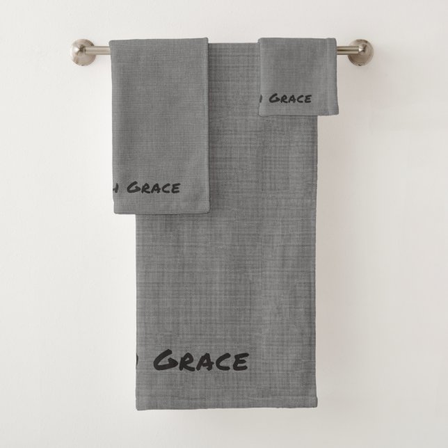 Ensemble gris personnalisable de serviette (En situation)