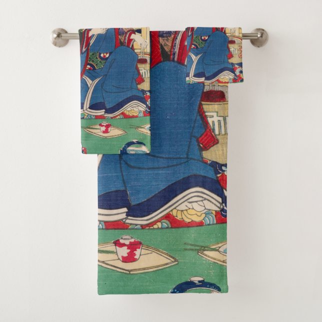 Ensemble japonais de serviette d'art (En situation)