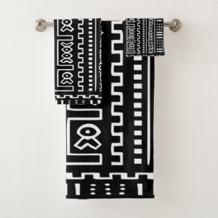 Ensemble noir et blanc de serviette de Mudcloth