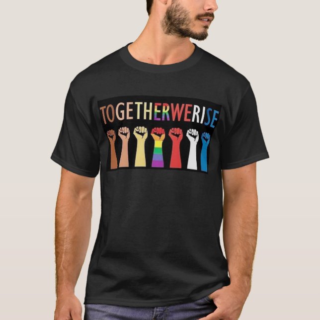 ENSEMBLE, NOUS MONTONS LE T-SHIRT NOIR DES HOMMES (Devant)