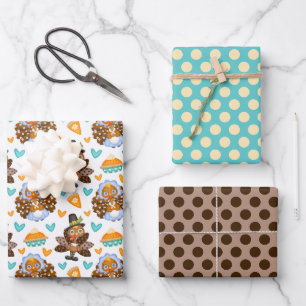 Ensemble papier cadeau de Thanksgiving dinde tarte