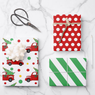 Ensemble papier d'emballage d'arbre de Noël camion