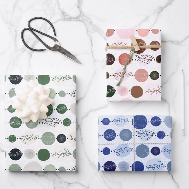 ensemble papier d'emballage de 3 feuilles motif ab (Recto)