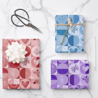 ensemble papier d'emballage de 3 feuilles motif ab