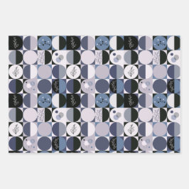 ensemble papier d'emballage de 3 feuilles motif ab