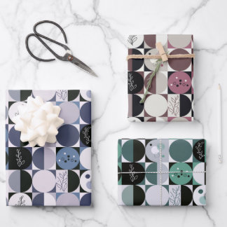ensemble papier d'emballage de 3 feuilles motif ab