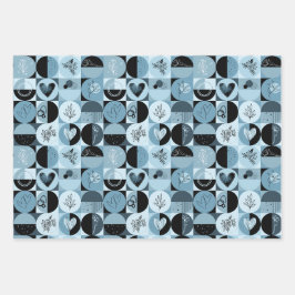 ensemble papier d'emballage de 3 feuilles motif ab