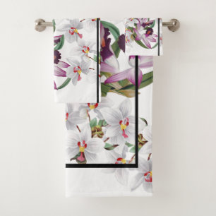 Ensemble pourpre blanc de serviette de Bath de