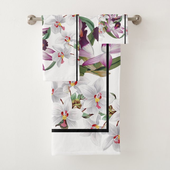 Ensemble pourpre blanc de serviette de Bath de (En situation)