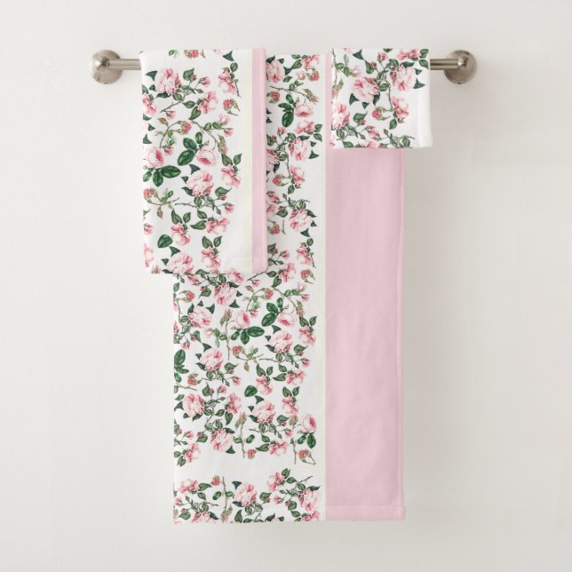 Ensemble rose de serviette de Bath de fleurs de (En situation)