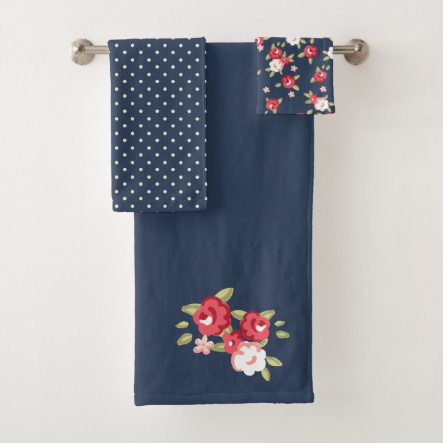 Ensemble rose de serviette de cru bleu-foncé (En situation)