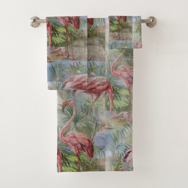 Ensemble rose de serviette de mosaïque de paume de (En situation)